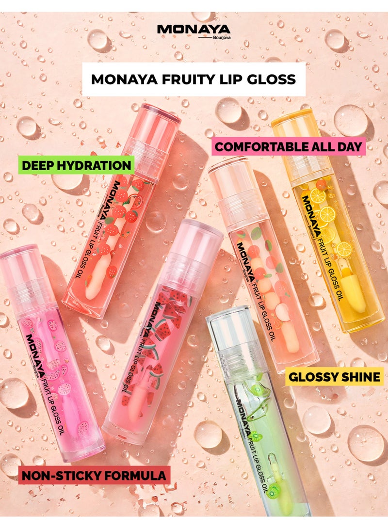 Monaya LO002 Fruit Lip Gloss, Natural Glossy Finish, Nourishing Lip Oil for Soft & Shiny Lips, Hydrating, Non-Sticky, Long-Lasting Moisture, Fruity Scent Lip Care - Image 4